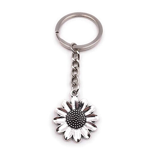 Porte-clé Tournesol - Fleur - argent