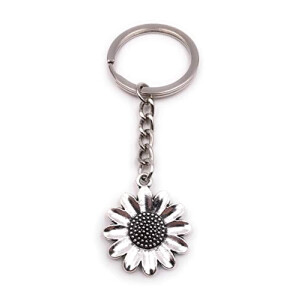 Porte-clé Tournesol - Fleur - argent